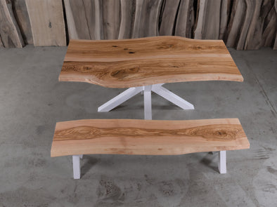 8-seater Live Edge Olive Ash Table With Bench.