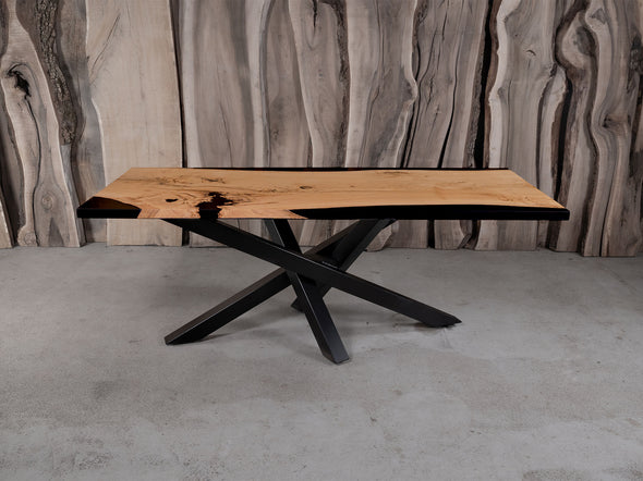 8-seater Oak And Matte Black Resin Table