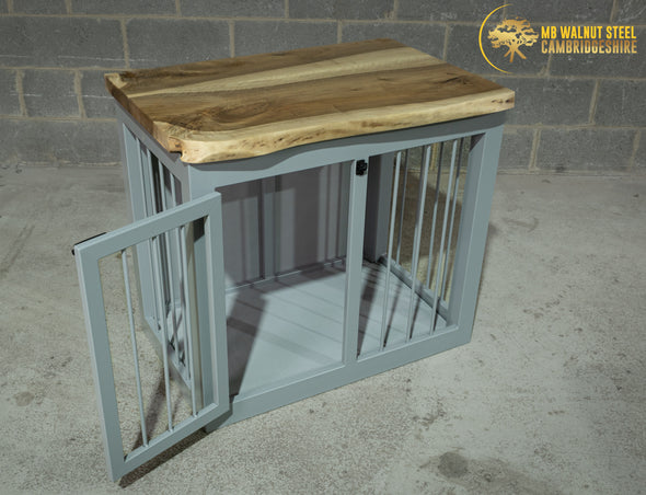 Telegray Single Dog Kennel With Walnut Top