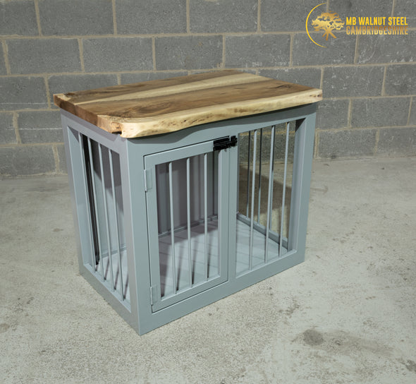 Telegray Single Dog Kennel With Walnut Top